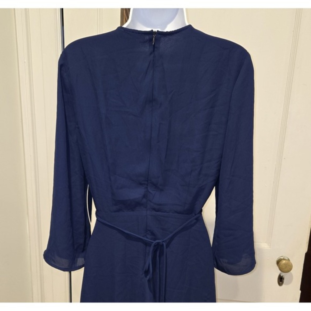NWT AQUA Blue Chiffon Ruffle V-Neck Fun Flirty Casual to Cocktail Dress M - Picture 6 of 10